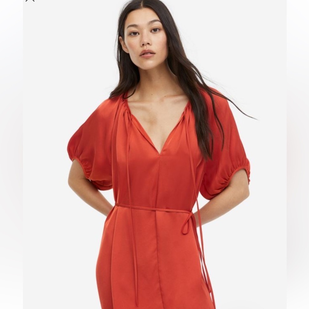 H&M Tie-detail Satin Dress - Picture 3 of 6